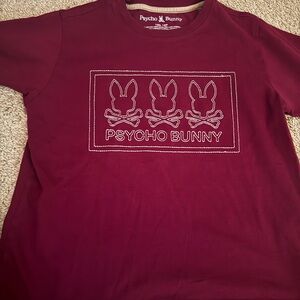 Psycho Bunny Burgundy Triple Bunny Logo Tee